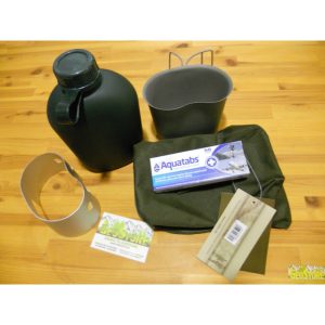 Pack Hidratación Mil-Tec + Cocina + Pastillas Potabilizadoras Verde